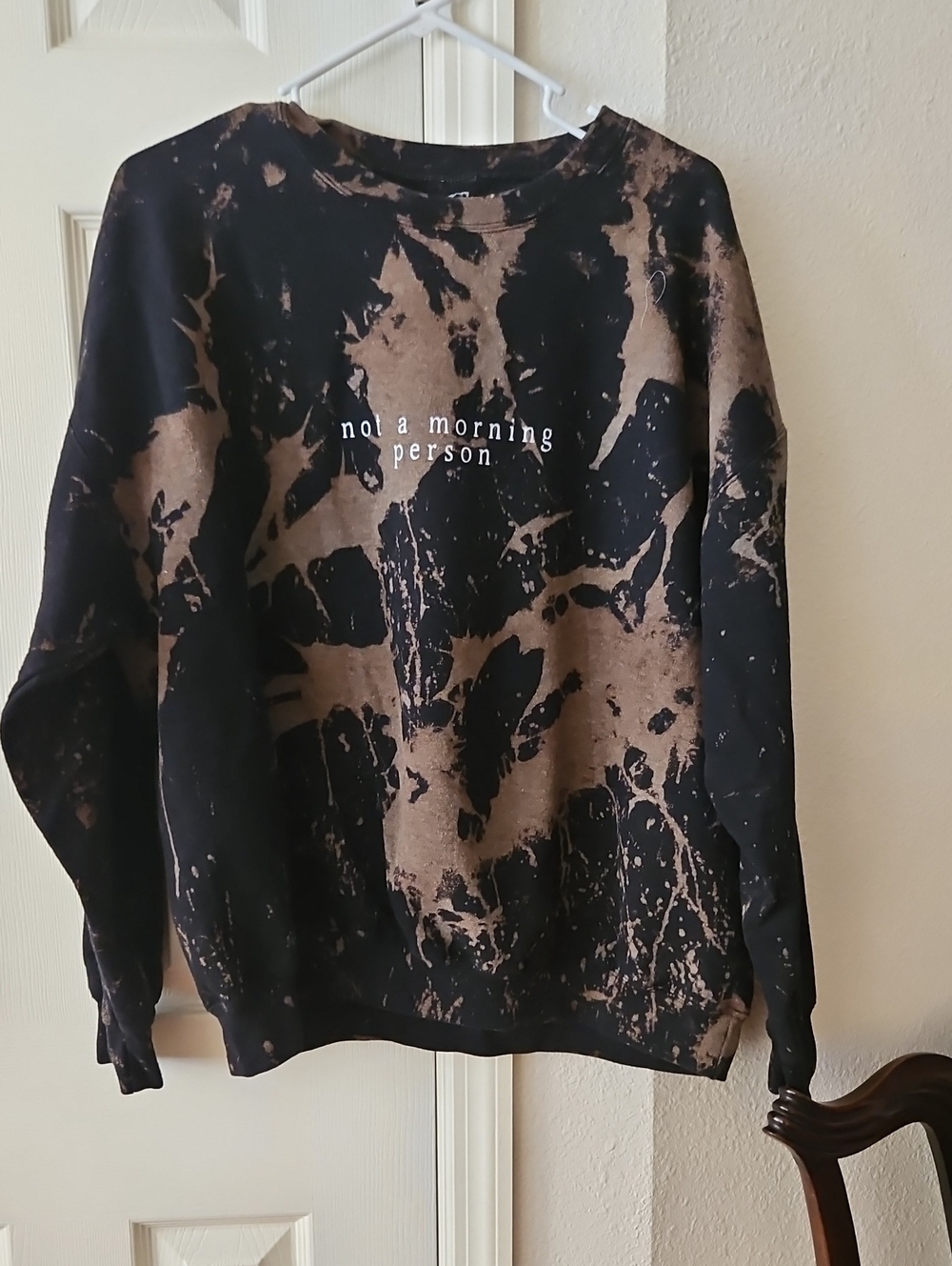 Southern Bliss Not a Morning Person Brown & Black Tie-Dye Crewneck Sweater